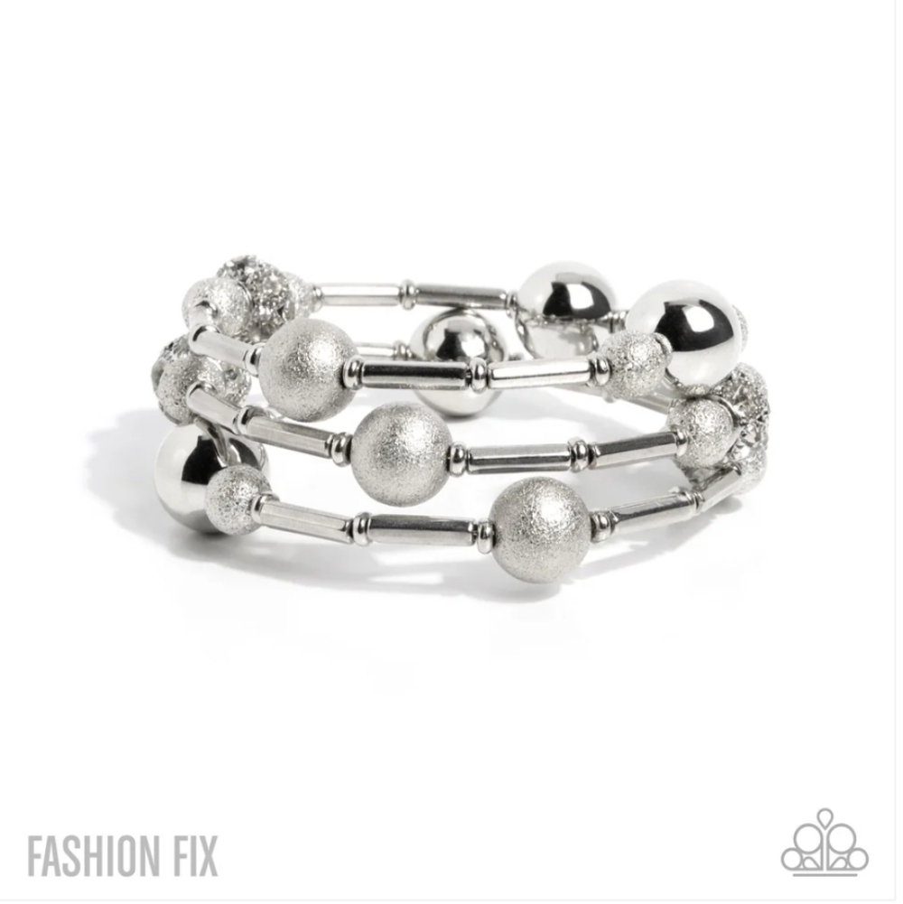 Capable Conviction White Paparazzi Silver Beaded Bracelet Layered Fashion Jewels